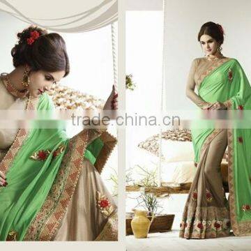 Heavy Embroidery Designer Saree+Net pallu+Rimjhim skirt with jequard blouse