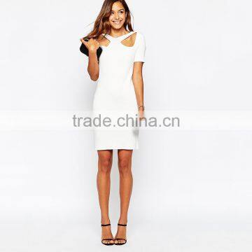 Cut Out Zip Back In Structured Knit Dress photo-4