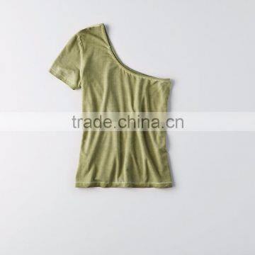 MGOO Sexy One Shoulder T-Shirt Summer Cotton Tank Tops Popular Wholesale Women Fashion Tops photo-4