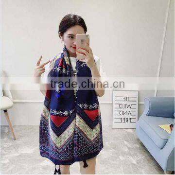 Korean Style 2017 New Style Girl Scarf Cotton Material Sun-block at the Seaside Outdoor Popular Yong Ladies Muffler photo-3