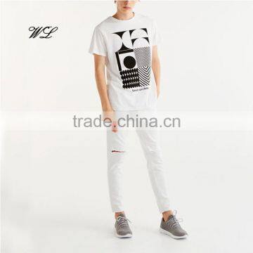 2017 Wholesale fashion men white t-shirt cotton printing t-shirt custom men's clothing