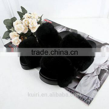 Rabbit Fur Women Fur Slippers Fashion Warm Gladiator Sandals Ladies Summer Flats Casual Platform Slides Fslipper-5 photo-5