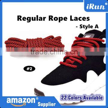 Red Polyester Laces - Muti-Style Regular Rope Laces for Basketball Shoes - Retail Packaging - 22 Lace Color Available