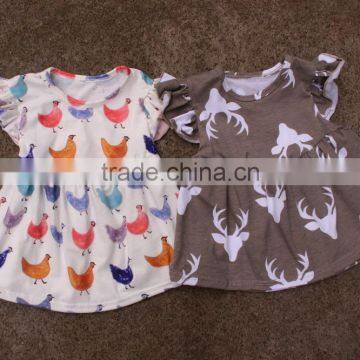 Printed Kids T Shirt Chicken Prints Baby Girl Summer Flutter Tunic Kids Shirts photo-2