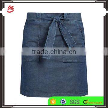 2017 top fashion lady cotton chambray drawstring mini denim skirt jeans mini skirts hot women skirt