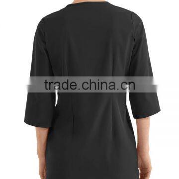 Solid Blue Color OEM Zipper Closure 3/4 Sleeve Women Spa Coat photo-4