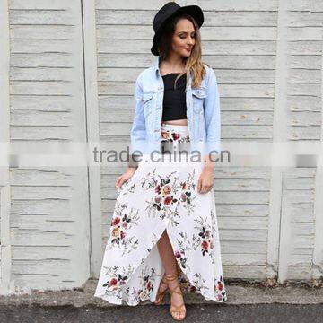 2017 Latest Fashion OEM Sexy Women Summer Printed Long Maxi Skirt for Wholesale photo-5