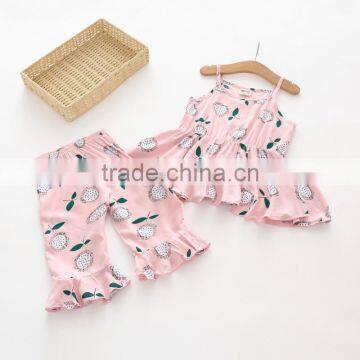 Wholesae Cotton Soft Flower Printing Tops and Pants Set Baby Girl Summer Set