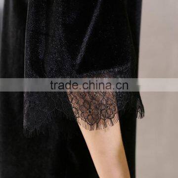 Black 3/4 Sleeven Loose Wear t Shirt for Fat Women photo-5