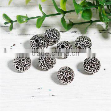 Zinc Based Alloy Spacer Beads Round Antique Silver Filigree