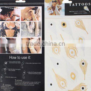 Removable Waterproof Metallic Temporary Tattoo Sticker Body Art Multicolor Feather Pattern 21cm x 14.5cm photo-3