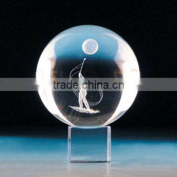 Good k9 custom 3d laser engraved golfer crystal ball