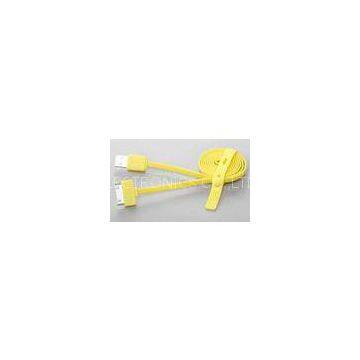 Yellow Noodle Multifunction Apple Charger Cable For IPhone 4 / 5 , Lightning Micro USB Cable