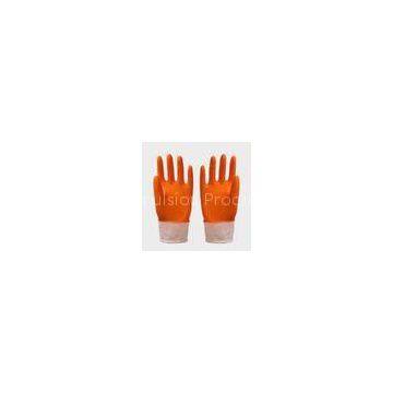 waterproof Household Latex Gloves , Spray flocklined rubber gloves