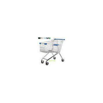 Large 4 Wheeled Supermarket Shopping Carts With Customized Logo On Handle 160L