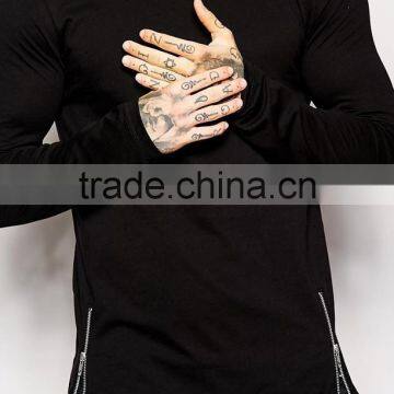 Extended Raglan T-Shirt Side Zip For Men With Custom Logo Printing, t-shirts/tee shirts/tshirts /gym t shirt/ Printing t shirts