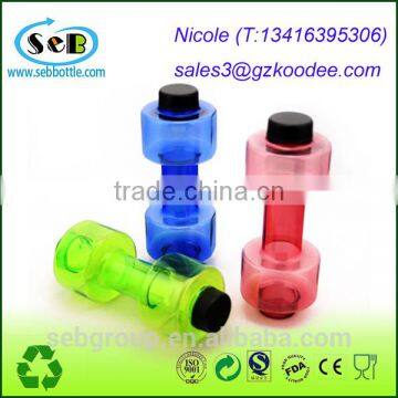 Creative Dumbbell Shape Leak Proof Transparent Plastic Cup Sports Drink Water Bottle 500mL