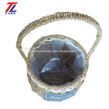 Hot Sale Cheap Grass Braid Stitched Natural Gift Straw Basket photo-3