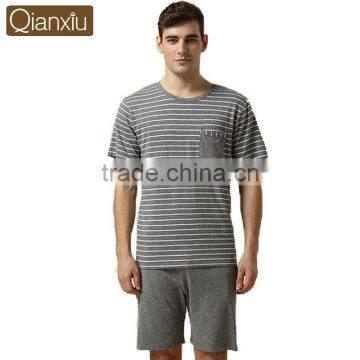 Newest in stock design Qianxiu soft knitted short-sleeve mens night wear