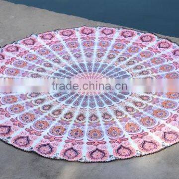 Custom Printed Round Digital Stamp High Quality 150CM Diameter Velour Beach Towel photo-5