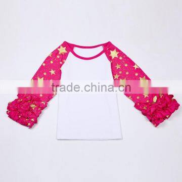 New Design Figure Gold Star Printing Newborn Baby Ruffle Leggings Knit Clothes Wholesales photo-2
