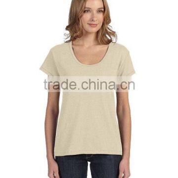 Custom Fashion Summer Wear Design Drape Blank T-Shirt,China T-Shirt Manufacturer Cotton Pure Color Blank T-Shirt for Women photo-2