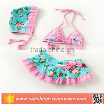 2017 Fashionable Pink Baby Girl Kids Bikini Wholesale Swimwear