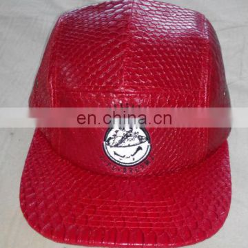 Leather Strap Snakeskin Cap 5 Panel Hat Wholesale