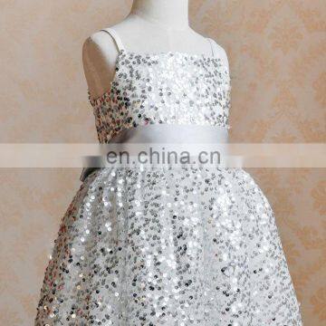 Sequin Flower Girl Tulle Dress Slip Bow Sparkle Glitter Frock Princess Costume Bridesmaid Dress