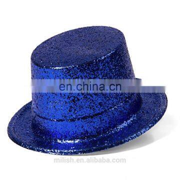 MH-2151 Classic Party kit PVC Plain Full Size Blue Glitter Plastic Top Hat