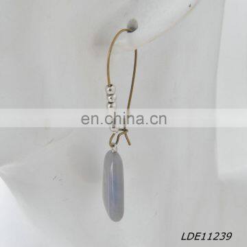 Antic Gold Simple Nature Stone And CCB Hoop Earrings