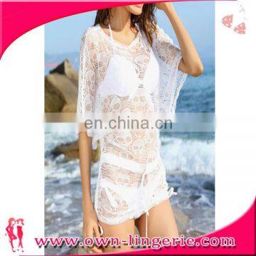 2016 Summer Women White or Black Lace See Through Lace Swim Suit Cover up photo-5