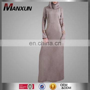 2017 Fashion Beading Casual Daily Muslim Abaya Light Grey Dubai Arab Long Maxi Dress Middle East Region Women