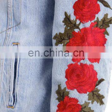 Factory OEM Embroidered Sherpa Lining Womens Denim Jacket photo-5