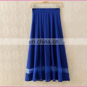 High Fashion Printed Womens Dresses Chiffon Patched Gauze Long Skirt photo-3