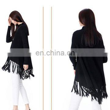 New Fashion Fringe Hem Design Women 100% Wool Sweaters