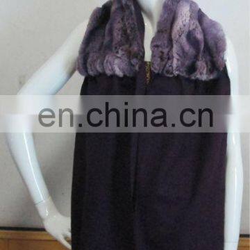 Top quality dyed Rex rabbit fur shawl