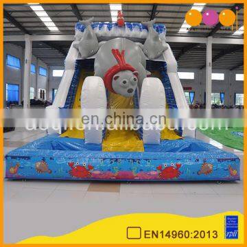 2017 AOQI newest ocean bear wet inflatable slide beach inflatable water slide for sale