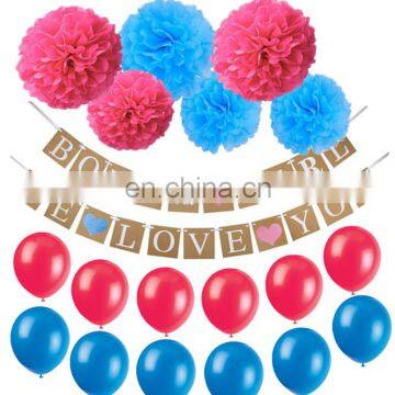 Baby shower party favor boy or girl we love you banners ,paper flower ball and balloons kit