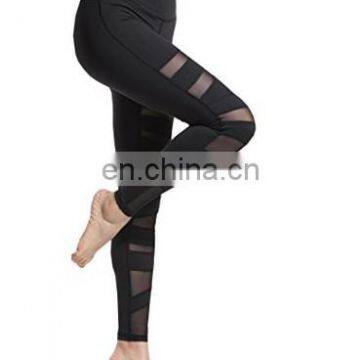 Womens workout leggings sexy plain color mesh Yoga Pants