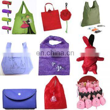 eco-friendly cheap shopping bag foldable put into self pouch bag