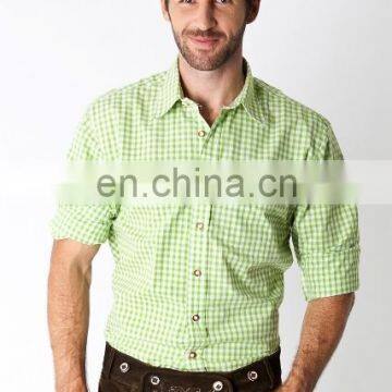 Trachten Shirt Schwabing, green/white / traditional bavarian shirt