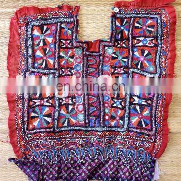 Vintage Handmade Banjara Neck Yoke- Vintage Banjara beaded yoke Neck- India Mirror Work Neck Patch