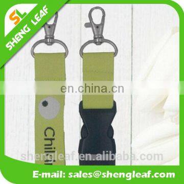 Silk screen printing custom logo lanyard with metal hook and plastic buckle black silk printed lanyards