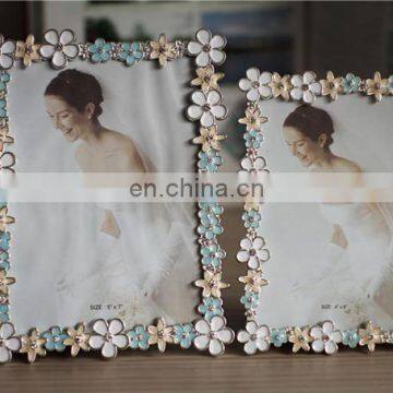 top grade wedding gift romantic photo frames alloy metal colorful flower enamel metal photo frame supplier