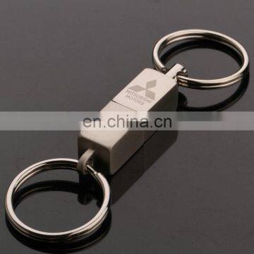 custom square tube double ring printed logo magnetic metal keychain