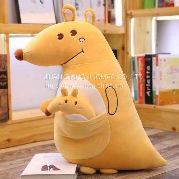 Factory wholesale kangaroo plush toy cartoon kangaroo pillow rag doll