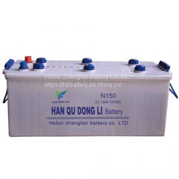 N165 MF lead acid auto starter car battery 6-QW-150 middle bus battery middle truck battery 12v 165ah storage batteries