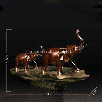 Bronze Elephant Family Statue Including Mother and Calf Elephant Sculpture photo-4