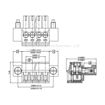 PCB Plug in Socket Cable Connector Terminal Block 3.5mm Pitch Female Power Connector With Screw Hole 30A UL EC381VM photo-3